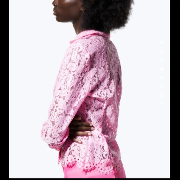 Zara Barbie pink semi sheer lace shirt - Picture 4 of 13